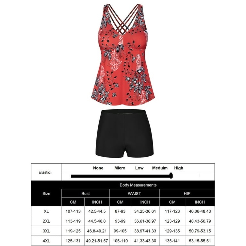 Plus Size Tankini Flowy Bathing Suits with Shorts 2 Piece - Picture 5 of 9